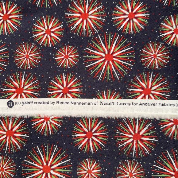 Red & Green Pom Poms | Renee Nanneman of Need'l Love | Andover Fabrics | 1/2 YD - Picture 7 of 8